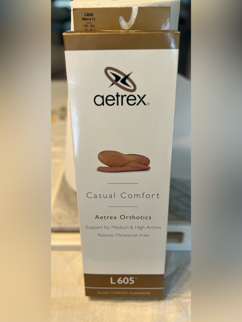 NIB AETREX Men’s Sz 11 L605 Orthotics Medium & High Arches Insoles Orig $75